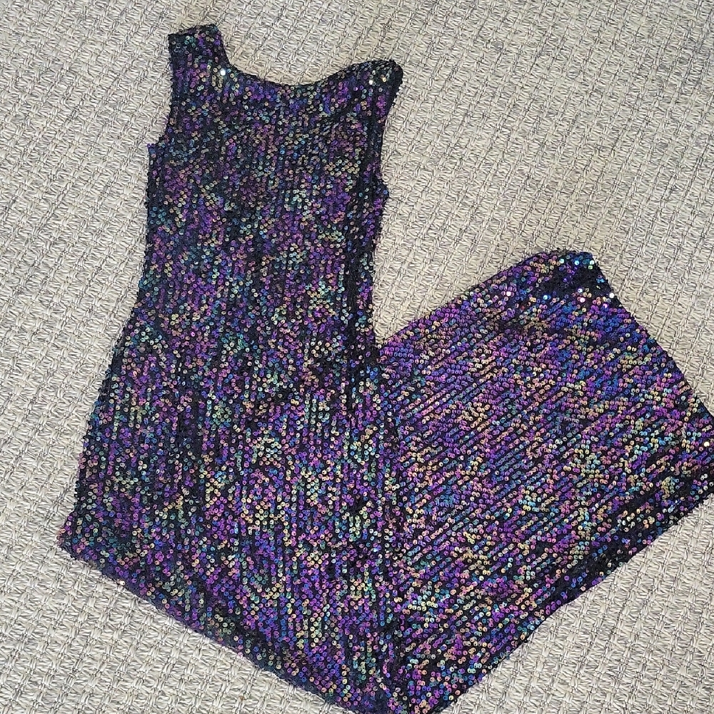 ASOS Petite Iridescent Sequin Dress in Purple and Multicolor XXS